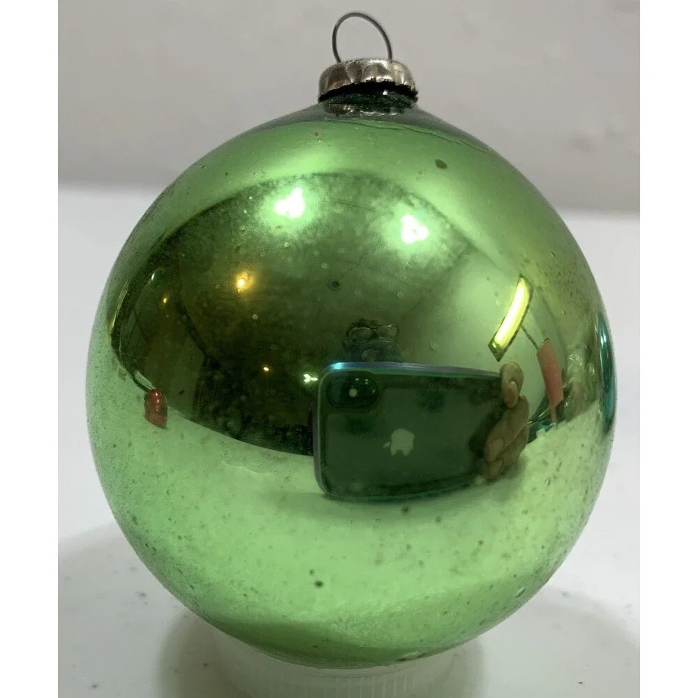 Vintage Antique Diorama Indent Mercury Glass Christmas Ornaments Japan Set Of 3
